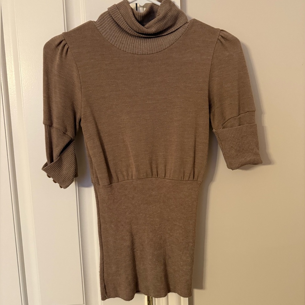 Chic Tan Turtleneck Sweater Dress